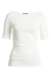 Rag & Bone Luca Shirred Short-sleeve Top In White