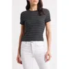 Rag & Bone Luca Striped Ribbed Baby Tee In Blackmult