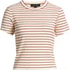 Rag & Bone Luca Stripe Rib Baby T-shirt In Red Multi