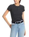 Rag & Bone Luca Striped Ribbed Baby Tee In Black Multi