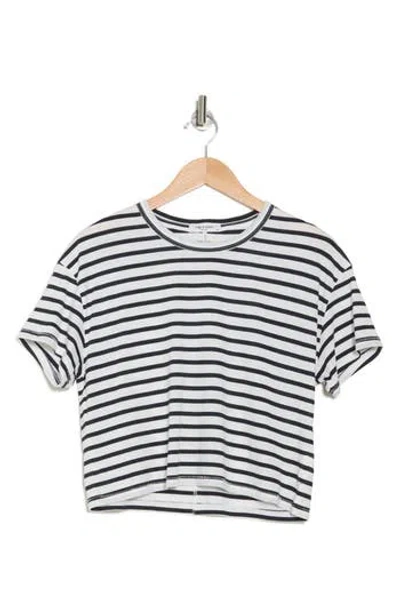 Rag & Bone Mai Boxy Crop T-shirt In White Stripe