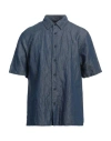 Rag & Bone Man Shirt Blue Size L Cotton, Linen In Blue