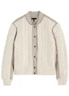Rag & Bone Manston Cable-knit Shell Bomber Jacket In Cream