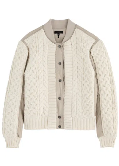 Rag & Bone Manston Cable-knit Shell Bomber Jacket In Cream