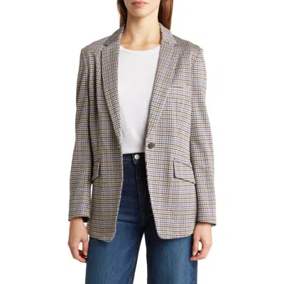 Rag & Bone Margot Glen Plaid Notch Lapel Blazer In Beige/blue Plaid