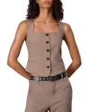 Rag & Bone Mariana Glen Plaid Stretch Wool Vest In Camel Plaid
