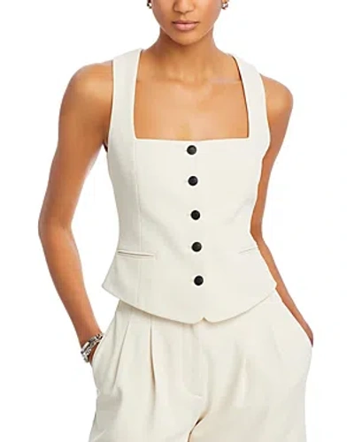 Rag & Bone Mariana Square Neck Linen Blend Vest In White