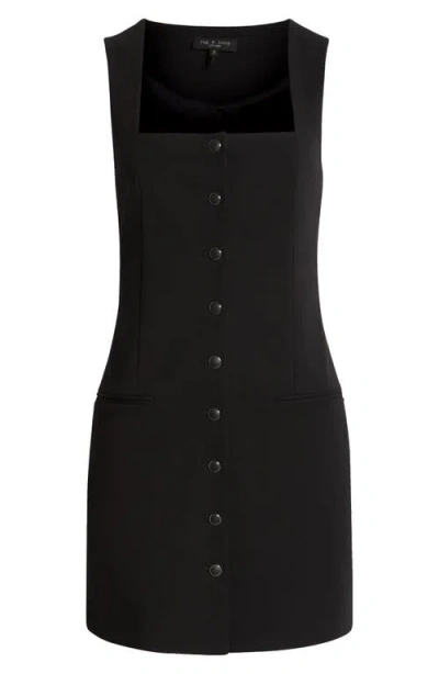 Rag & Bone Marianna Button-front Mini Dress In Black