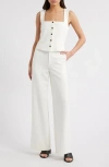 Rag & Bone Marianne Sleeveless Wide Leg Ponte Jumpsuit In White