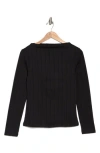 Rag & Bone Marie Wide Ribbed Long Sleeve Top In Black