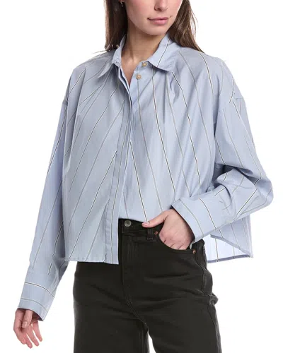Rag & Bone Martha Long-sleeve Poplin Shirt In Blue