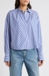 Rag & Bone Martha Stripe Cotton Button-up Shirt In Blue Stripe