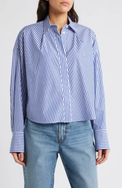 Rag & Bone Martha Stripe Cotton Button-up Shirt In Blue Stripe