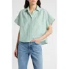 Rag & Bone Martha Short-sleeve Stripe Poplin Shirt In Pinestripe
