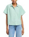Rag & Bone Martha Short-sleeve Stripe Poplin Shirt In Pine Stripe