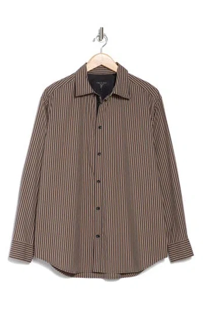 Rag & Bone Matthew Relaxed Fit Stripe Button-up Shirt In Desert Brown