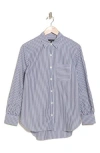 Rag & Bone Max Button Up Shirt In Navy White Stripe