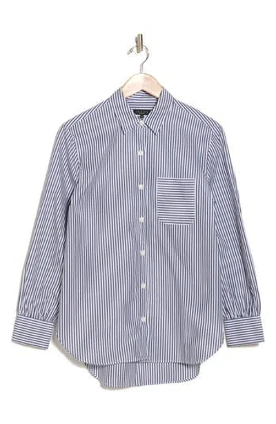 Rag & Bone Max Button Up Shirt In Navy White Stripe