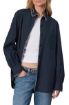 Rag & Bone Maxine Blanket Stitch Cotton Button-up Shirt In Navy