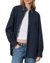 Rag & Bone Maxine Blanket Stitch Cotton Button-up Shirt In Navy