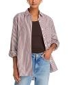 Rag & Bone Maxine Cotton Button Down Shirt In Thin Brown Stripe