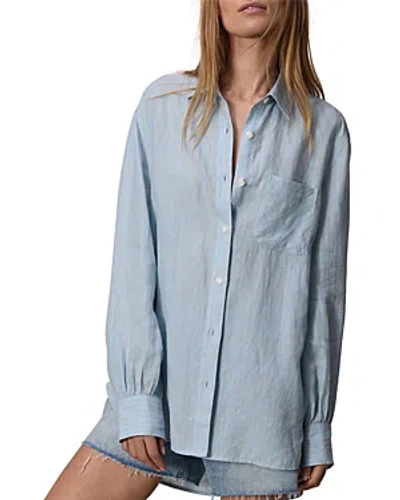 Rag & Bone Maxine Stripe Linen Button-up Shirt In Blue