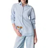 Rag & Bone Maxine Stripe Linen Button-up Shirt In Light Blue