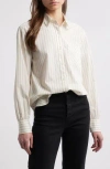 Rag & Bone Maxine Stripe Cotton Button-up Shirt In Ivory Stripe