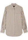 Rag & Bone Maxine Cotton Button Down Stripe Shirt In Brown Stripe In Green