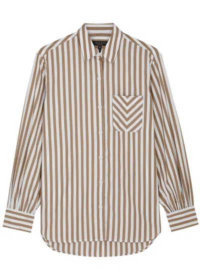 Rag & Bone Maxine Striped Cotton Shirt In Brown