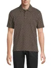 Rag & Bone Geo Print Cotton Polo In Brown