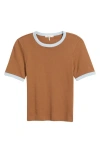 Rag & Bone Mia Cotton Ringer T-shirt In Brown Multi