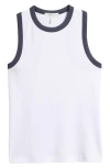 Rag & Bone Mia Racerback Ringer Tank Top In White Multi