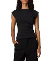 Rag & Bone Mica Banded Cotton Top In Black In Black