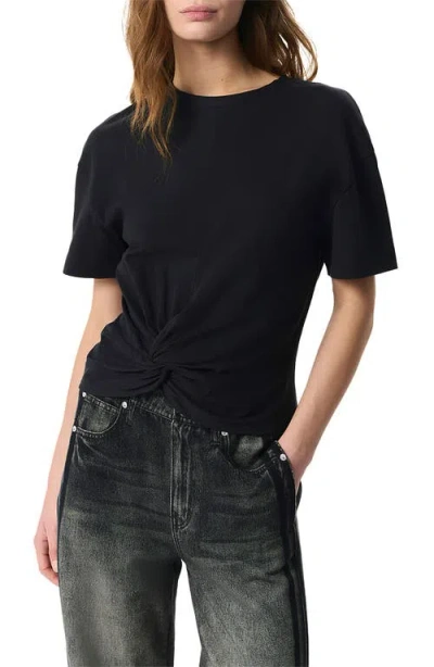 Rag & Bone Mica Twist Hem Cotton T-shirt In Black