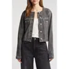 Rag & Bone Cora Collarless Denim Jacket In Washed Black