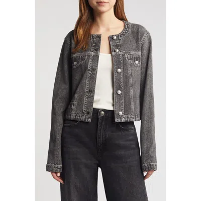 Rag & Bone Cora Collarless Denim Jacket In Washed Bla