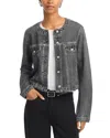 Rag & Bone Cora Collarless Denim Jacket In Washed Black