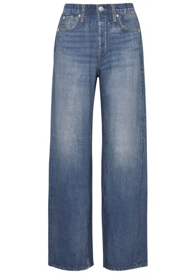 Rag & Bone Miramar Jeans-print Cotton Sweatpants In Blue