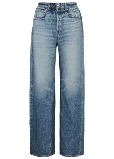 Rag & Bone Miramar Jeans-print Cotton Sweatpants In Blue