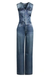 Rag & Bone Miramar Satin Sleeveless Wide-leg Jumpsuit In Avalon