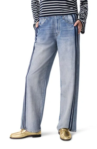 RAG & BONE RAG & BONE MIRAMAR SIDE STRIPE HIGH WAIST WIDE LEG COTTON TERRY SWEATPANT TRACK PANTS