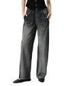 Rag & Bone Gray Miramar Terry Wide-leg Track Pants In Washed Black