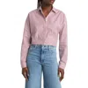 Rag & Bone Morgan Stripe Cropped Shirt In Red Stripe