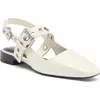 Rag & Bone Astra Leather Buckle Slingback Ballerina Flats In Antique White