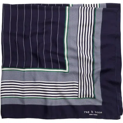 Rag & Bone Multistripe Square Scarf In Navy