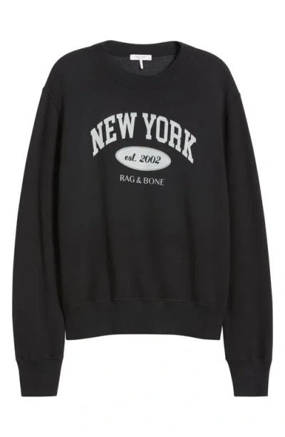 Rag & Bone New York Collegiate Graphic Sweatshirt In Black