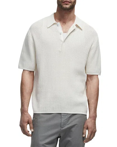 Rag & Bone Relaxed Fit Railroad Stitch Polo In Light Dove