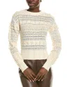 Rag & Bone Womens Wool Crochet Trim Crewneck Sweater In White