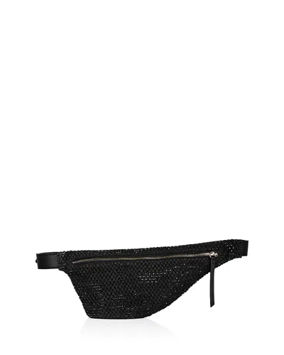 Rag & Bone Petra Mini Diamante Mesh Overlay Denim Belt Bag In Gray Denim